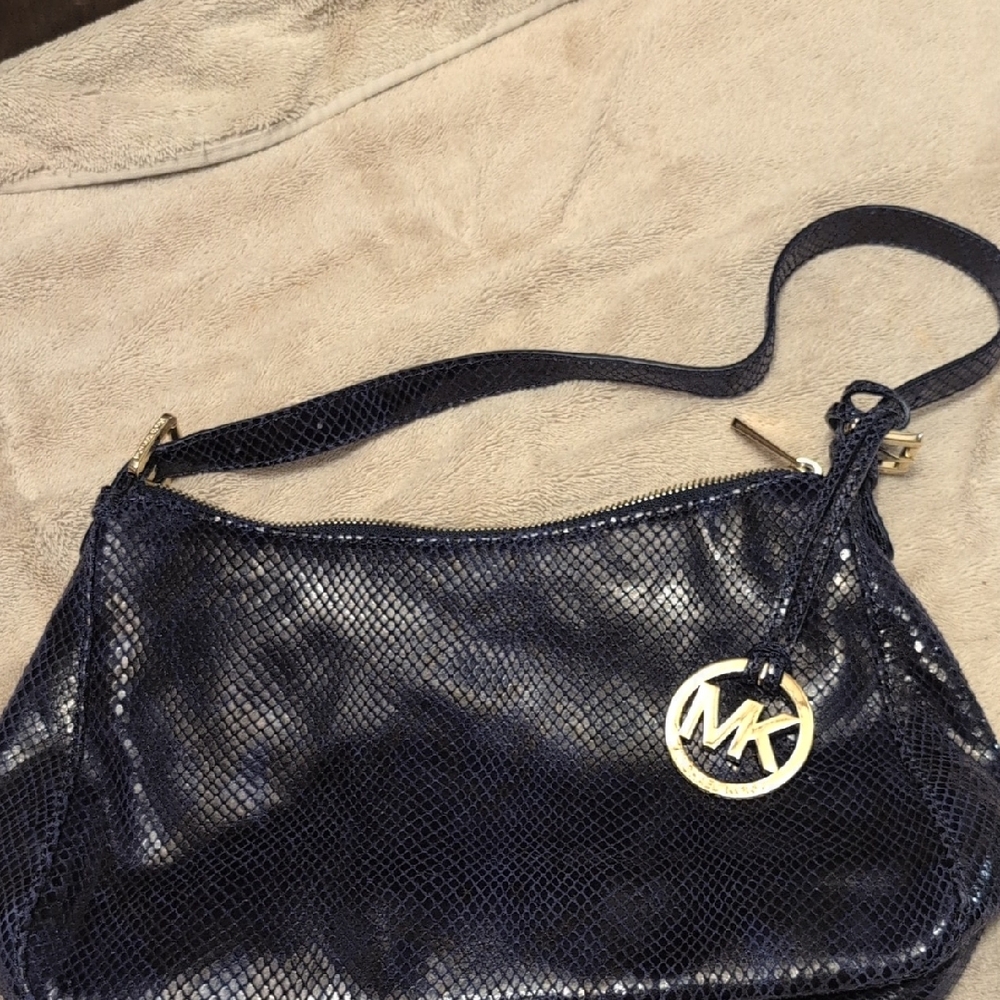 Michael Kors Blue Shoulder Bag with Iconic MK Charm